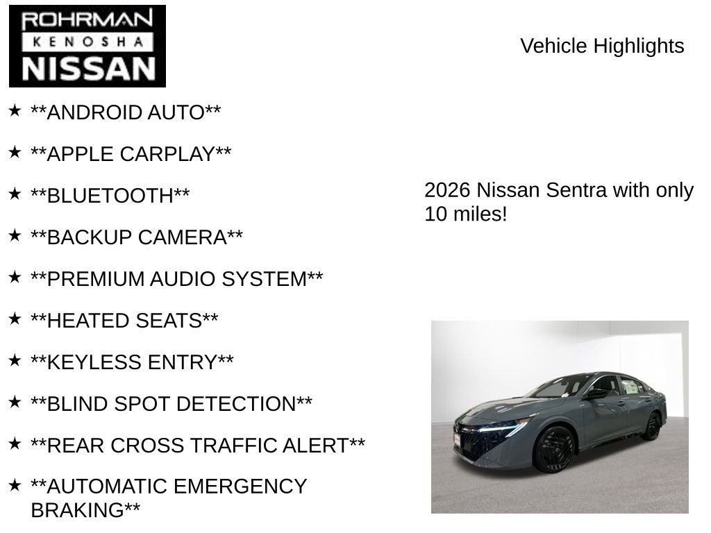 New 2026 Nissan Sentra SR w/ Floor Mat Package image 8