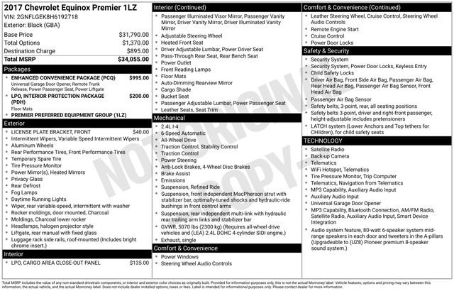 Used 2017 Chevrolet Equinox Premier w/ Enhanced Convenience Package