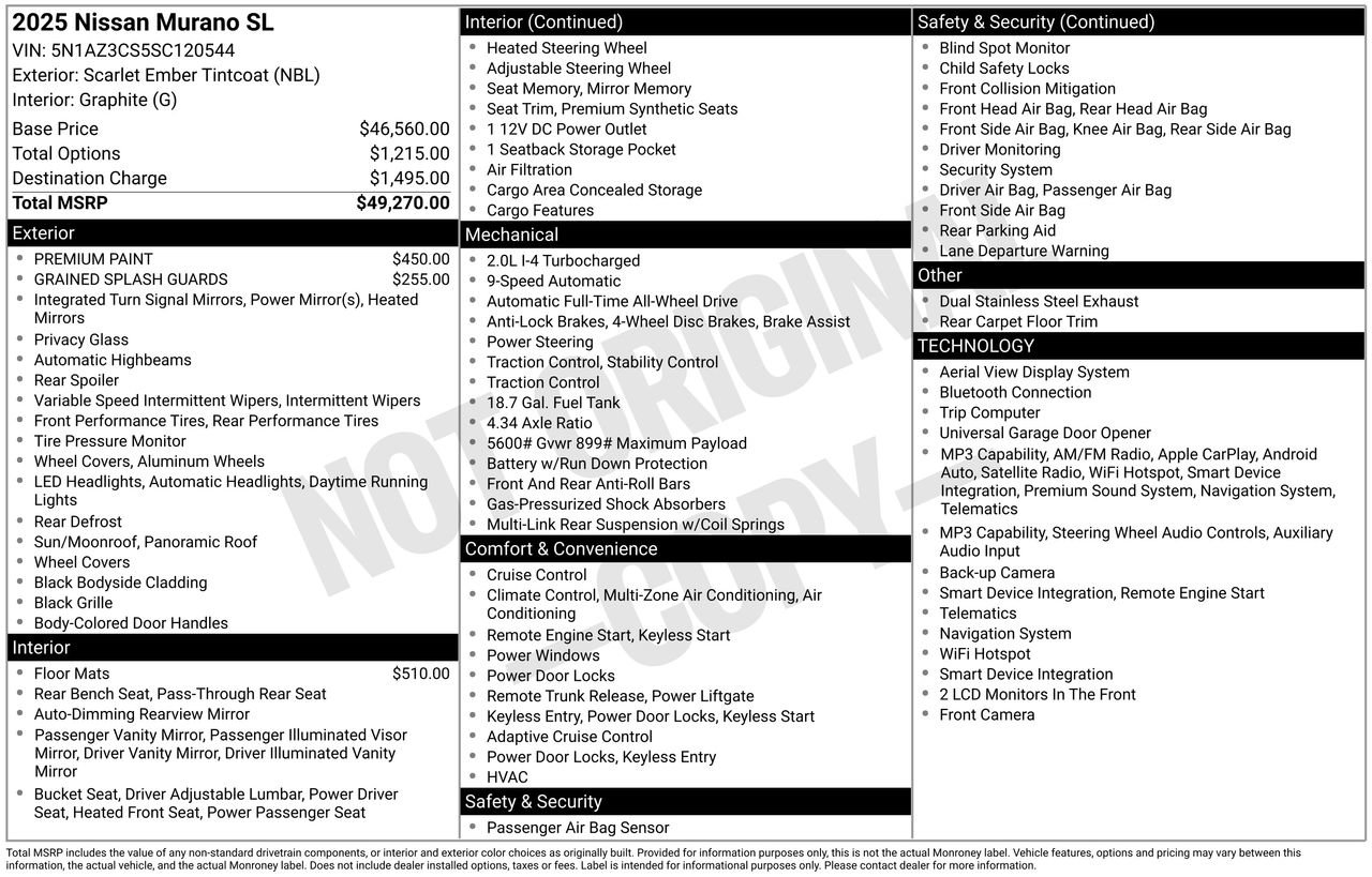 Certified 2025 Nissan Murano SL AWD/4WD image 38