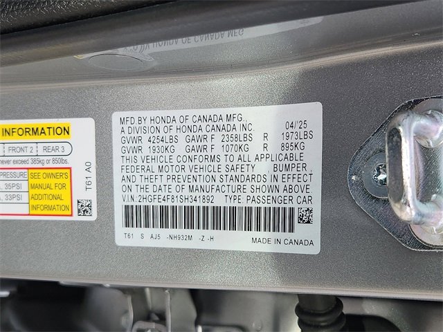 Certified 2025 Honda Civic Sport image 15