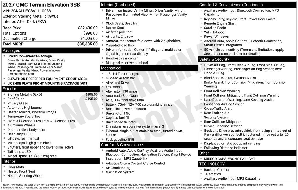 New 2027 GMC Terrain Elevation AWD/4WD image 44