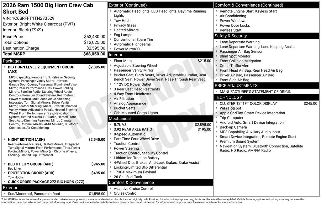 New 2026 RAM 1500 Big Horn AWD/4WD image 3