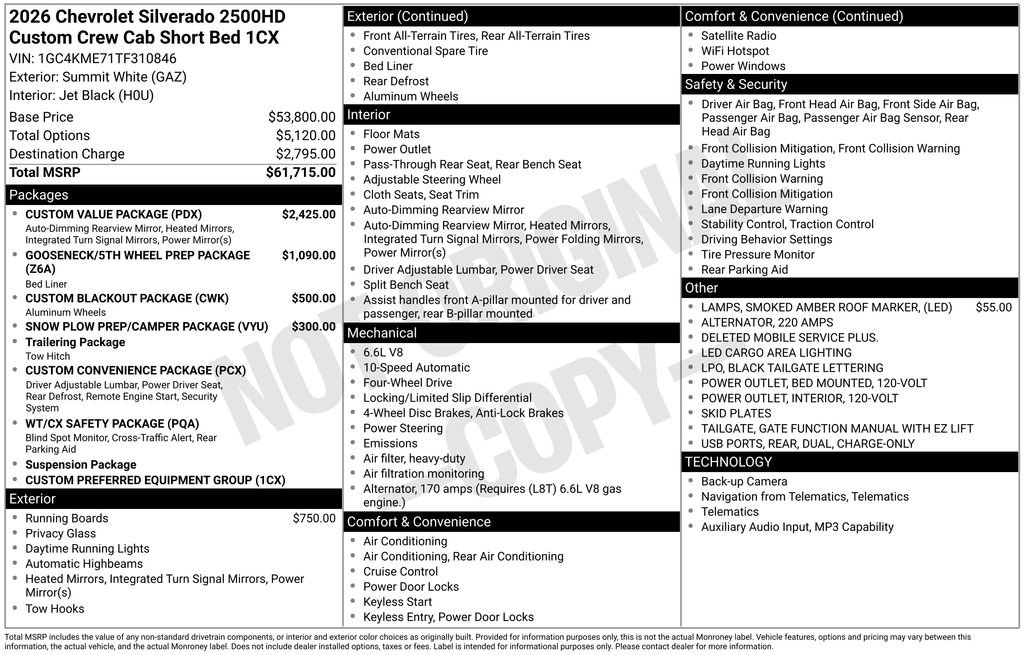 New 2026 Chevrolet Silverado 2500 Custom w/ Custom Value Package AWD/4WD image 10
