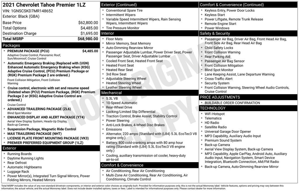 Used 2021 Chevrolet Tahoe Premier w/ Premium Package RWD image 24