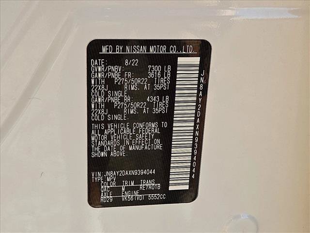 Used 2022 Nissan Armada Platinum w/ Captain's Chairs Package RWD image 28