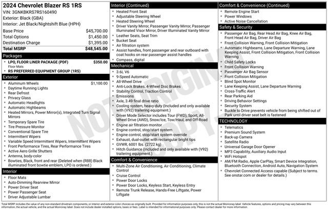 Used 2024 Chevrolet Blazer RS w/ LPO, Floor Liner Package AWD/4WD image 20