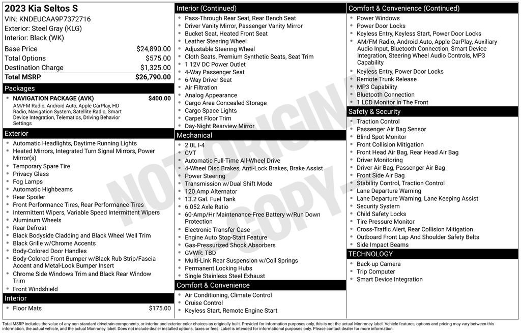 Used 2023 Kia Seltos S w/ Navigation Package AWD/4WD image 19