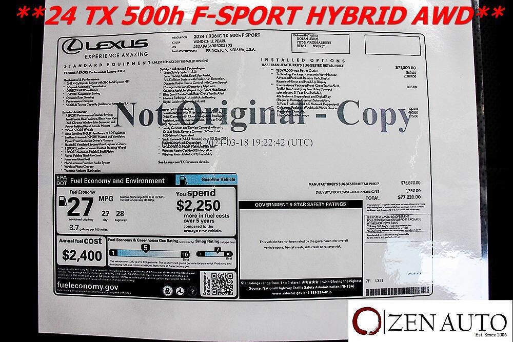 Used 2024 Lexus TX 500h AWD w/ Technology Package image 13