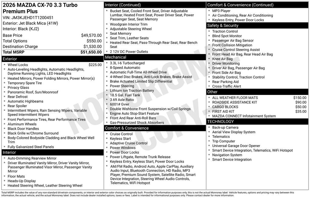 Certified 2026 MAZDA CX-70 3.3 Turbo w/ Premium Plus Pkg AWD/4WD image 36