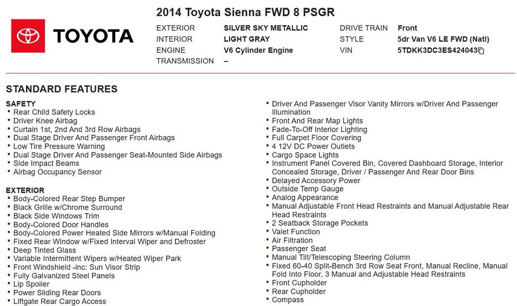 Used 2014 Toyota Sienna LE FWD image 10