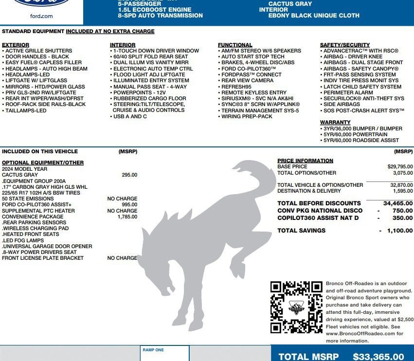 Used 2024 Ford Bronco Sport Big Bend w/ Convenience Package image 2