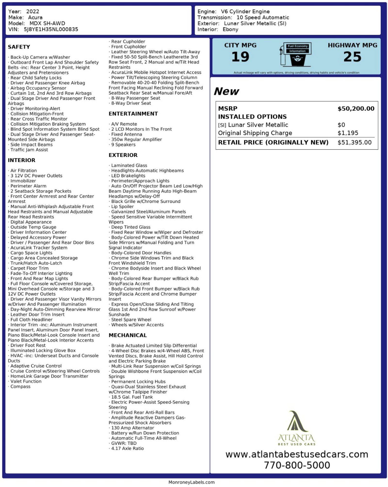 Used 2022 Acura MDX SH-AWD image 57