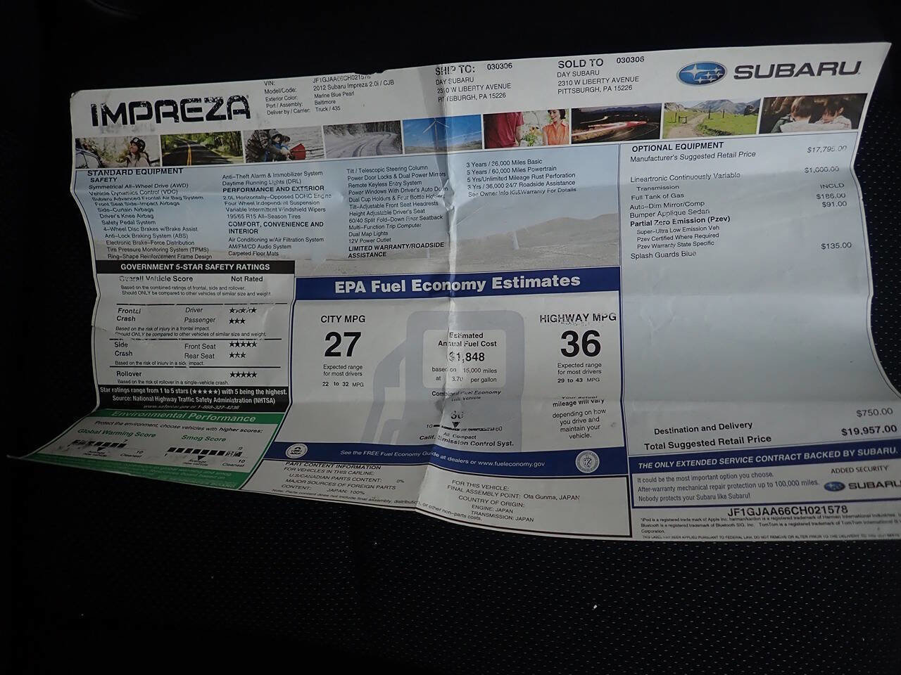 Used 2012 Subaru Impreza 2.0i image 25