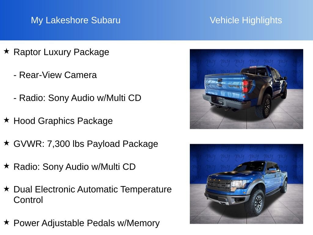 Used 2012 Ford F150 Raptor w/ Raptor Luxury Pkg AWD/4WD image 12
