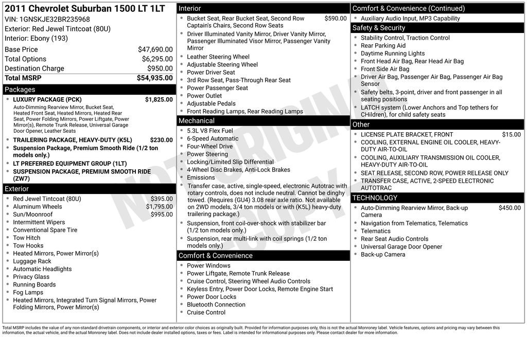 Used 2011 Chevrolet Suburban LT w/ Luxury Package AWD/4WD image 11