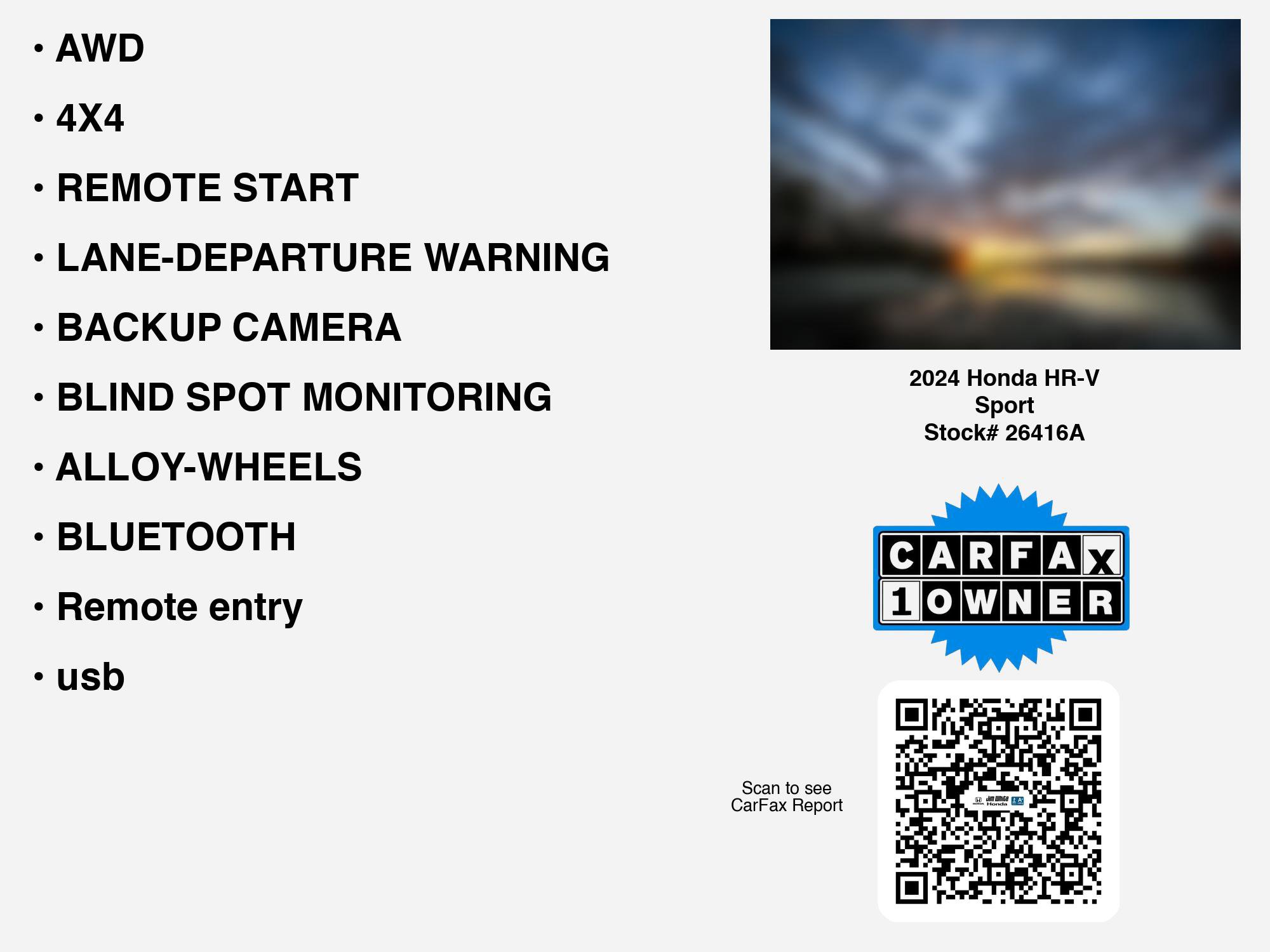 Certified 2024 Honda HR-V Sport image 7