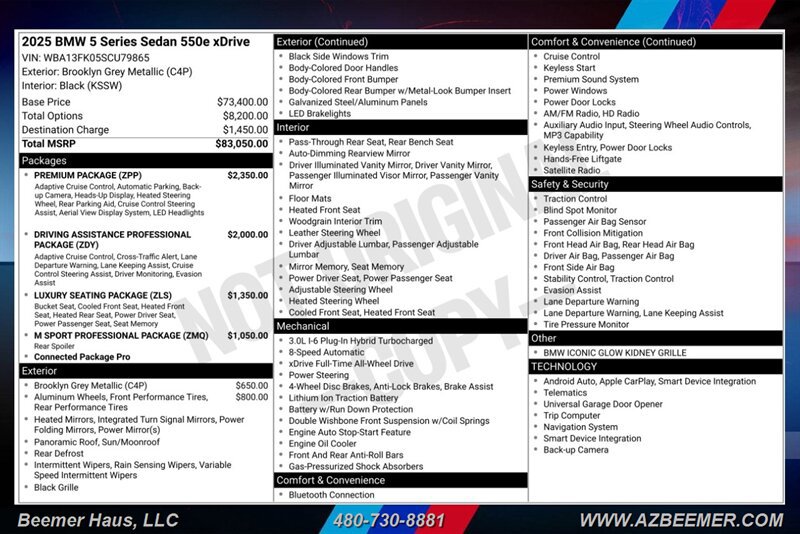Used 2025 BMW 550e xDrive w/ Premium Package AWD/4WD image 3