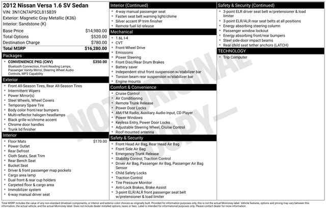 Used 2012 Nissan Versa SV w/ Convenience Pkg FWD image 8