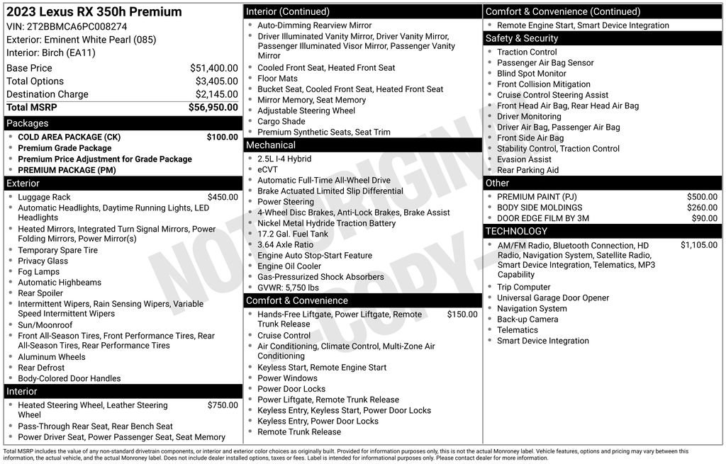 Used 2023 Lexus RX 350h w/ Cold Area Package AWD/4WD image 3