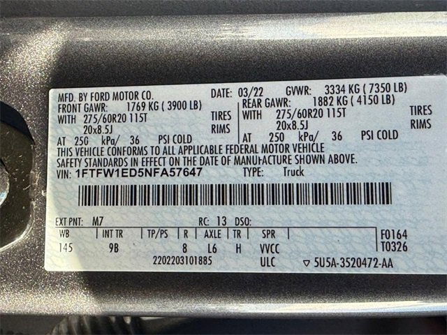 Used 2022 Ford F150 Platinum w/ Equipment Group 701A High image 32