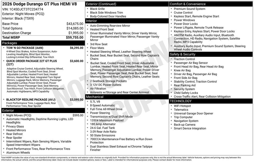 New 2026 Dodge Durango GT w/ Tow 'N Go Package AWD/4WD image 3