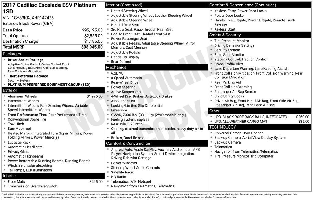 Used 2017 Cadillac Escalade ESV Platinum image 42