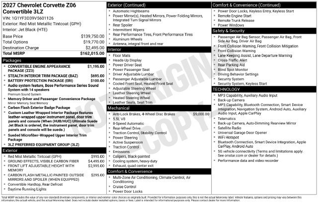 New 2027 Chevrolet Corvette Z06 RWD image 2