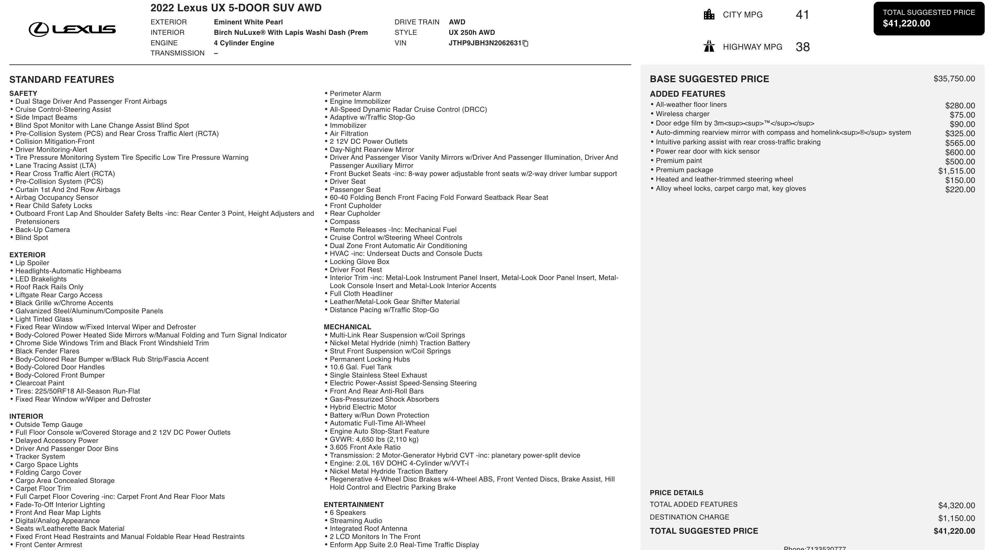 Used 2022 Lexus UX 250h w/ Premium Package image 3
