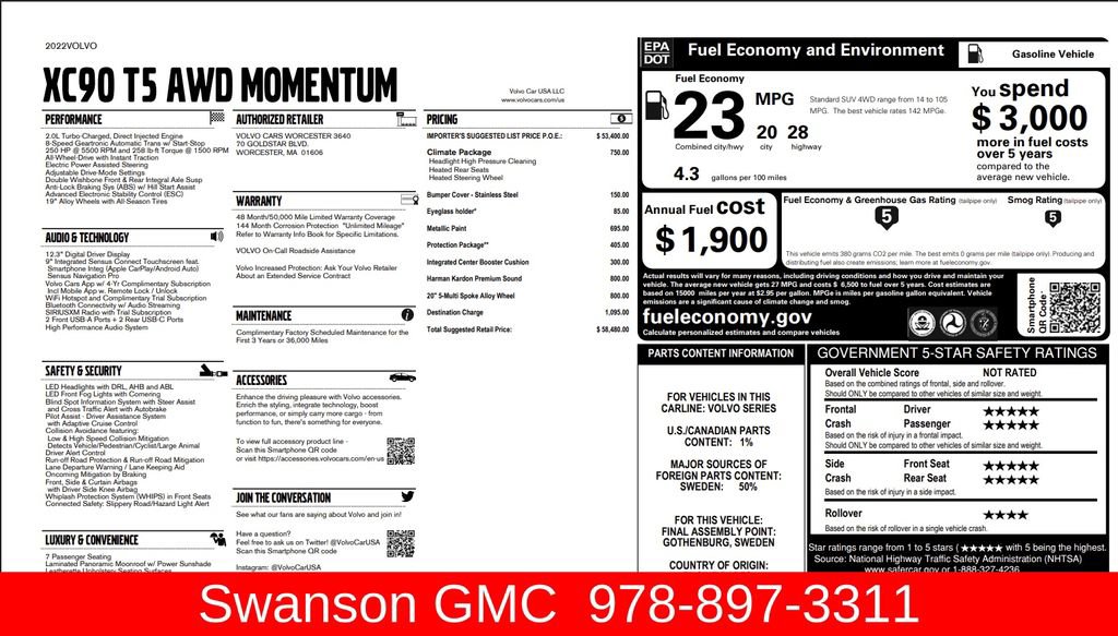 Used 2022 Volvo XC90 T5 Momentum image 2