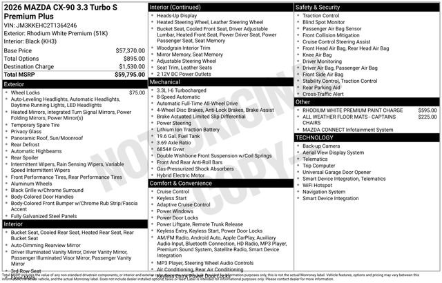 New 2026 MAZDA CX-90 3.3 Turbo S w/ Premium Plus AWD/4WD image 4