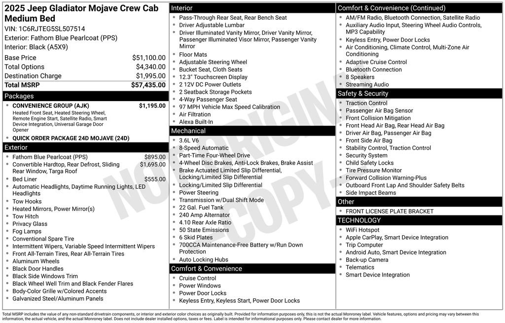 Used 2025 Jeep Gladiator Mojave w/ Convenience Group image 8