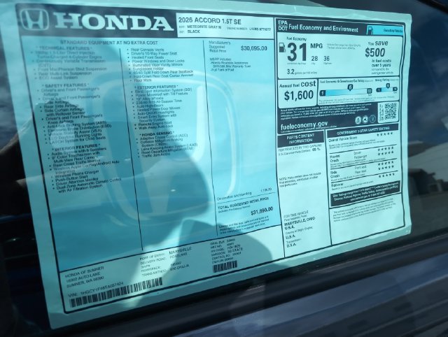 New 2026 Honda Accord SE image 33