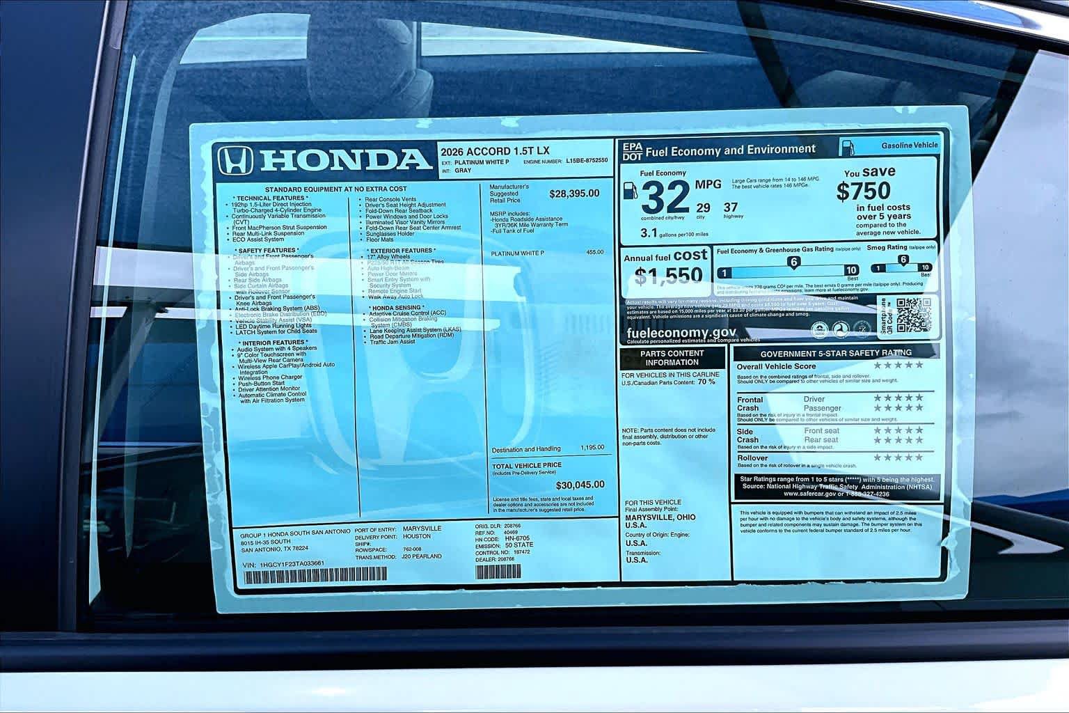 New 2026 Honda Accord LX image 18