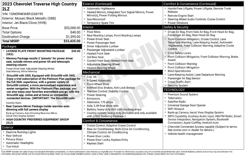 Used 2023 Chevrolet Traverse High Country FWD image 45