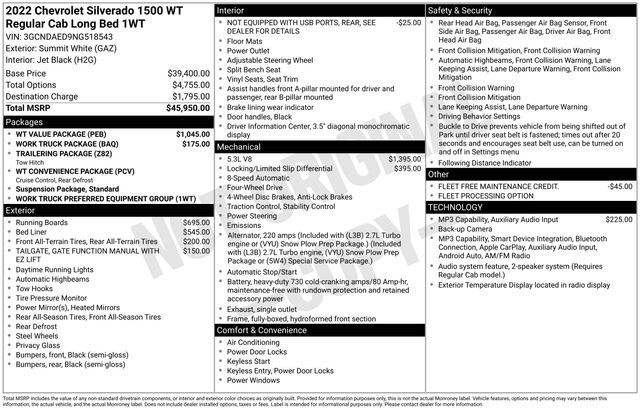 Used 2022 Chevrolet Silverado 1500 W/T w/ WT Value Package AWD/4WD image 14