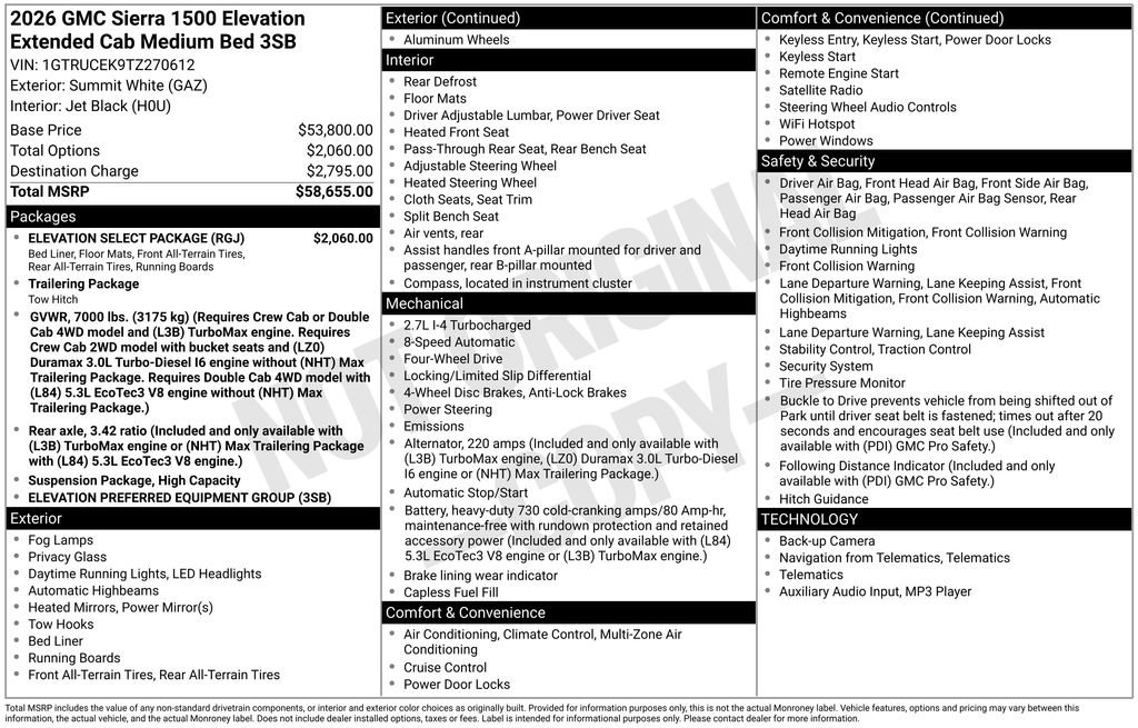 New 2026 GMC Sierra 1500 Elevation w/ Elevation Select Package AWD/4WD image 37