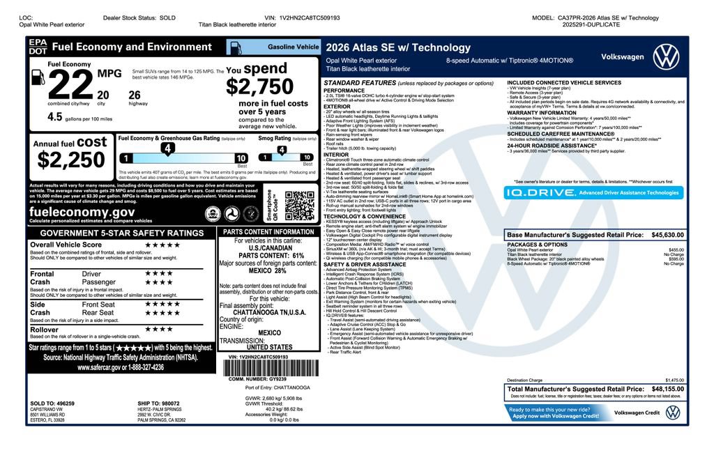 Used 2026 Volkswagen Atlas SE AWD/4WD image 4