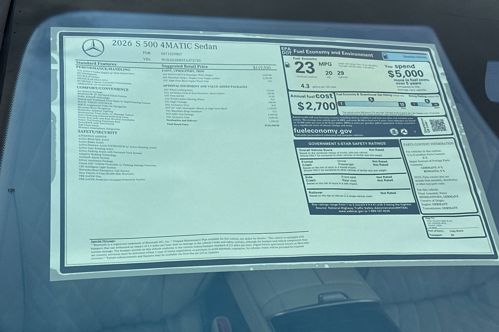 New 2026 Mercedes-Benz S 500 4MATIC image 28