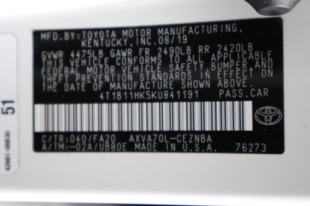 Used 2019 Toyota Camry LE FWD image 34