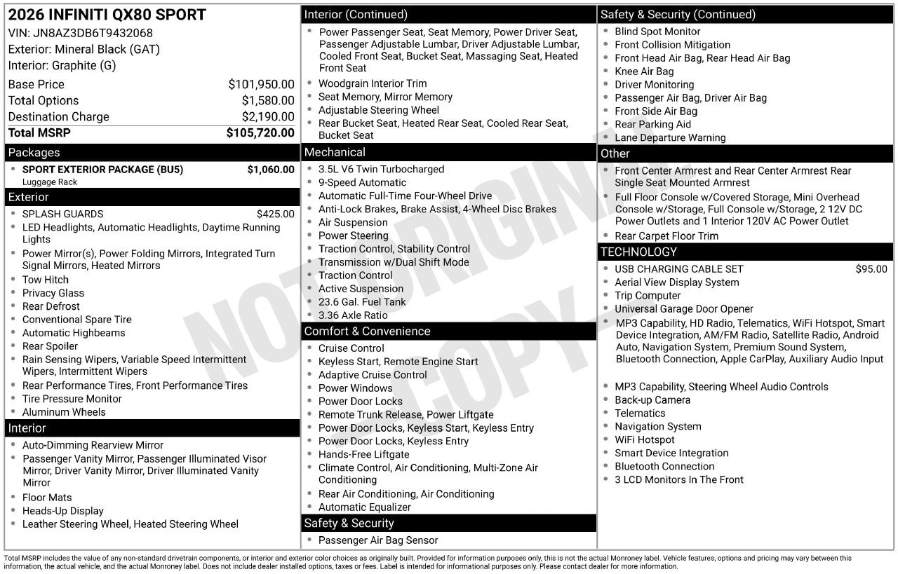 Certified 2026 INFINITI QX80 4WD w/ Sport Exterior Package image 34