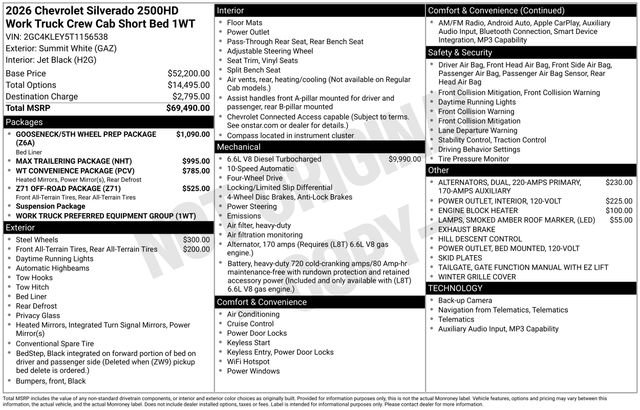 New 2026 Chevrolet Silverado 2500 W/T AWD/4WD image 4