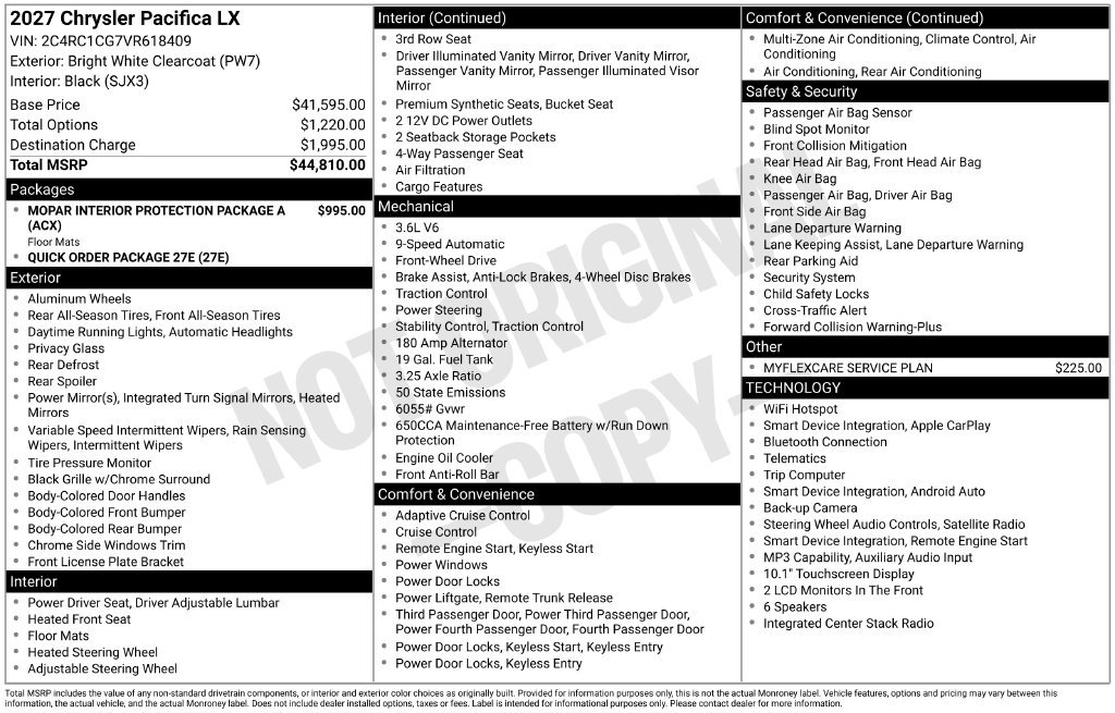 New 2027 Chrysler Pacifica LX FWD image 25