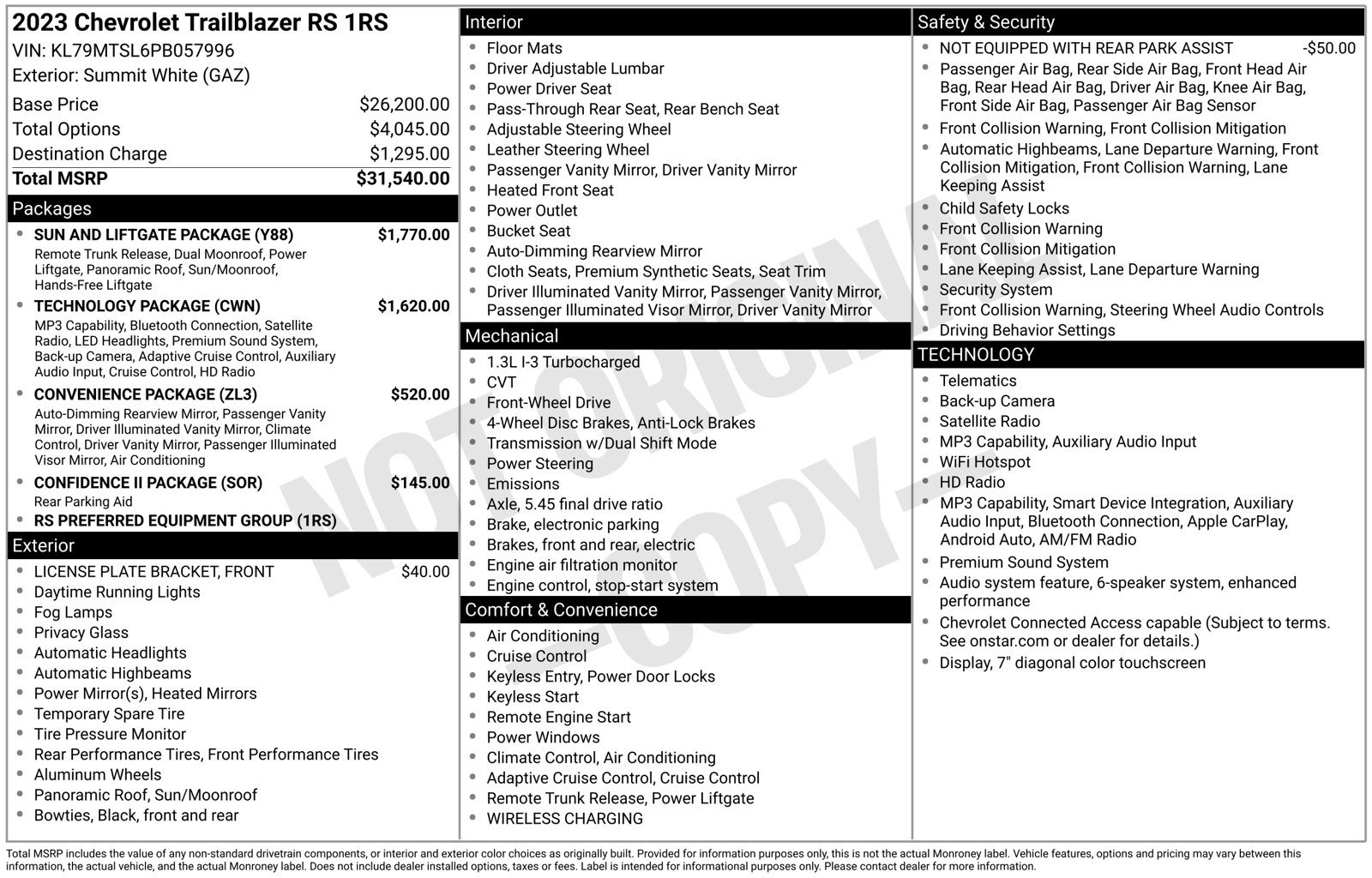 Used 2023 Chevrolet TrailBlazer RS w/ Sun and Liftgate Package FWD image 34