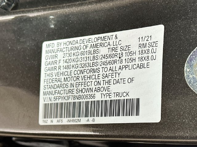 Certified 2022 Honda Ridgeline RTL-E image 35