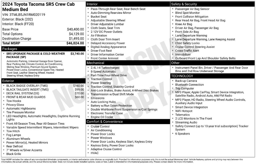 Used 2024 Toyota Tacoma SR5 AWD/4WD image 15