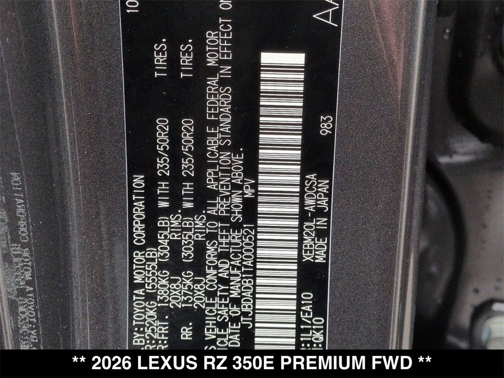 New 2026 Lexus RZ 350e 2WD w/ Technology Package image 21