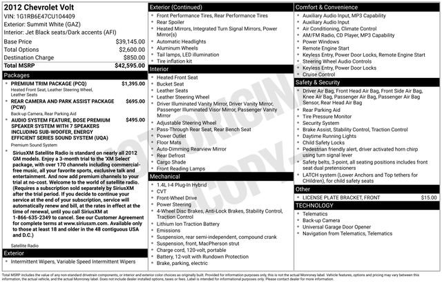 Used 2012 Chevrolet Volt Premium w/ Premium Trim Package FWD image 30