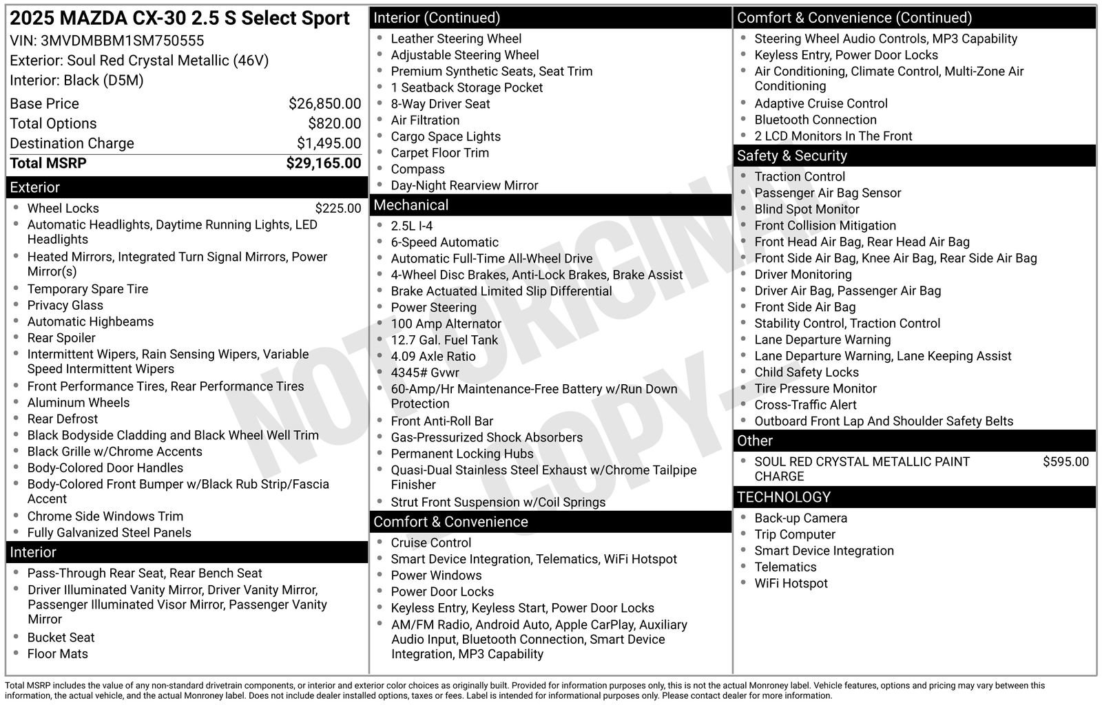 Used 2025 MAZDA CX-30 AWD 2.5 S w/ Select Sport Pkg image 35