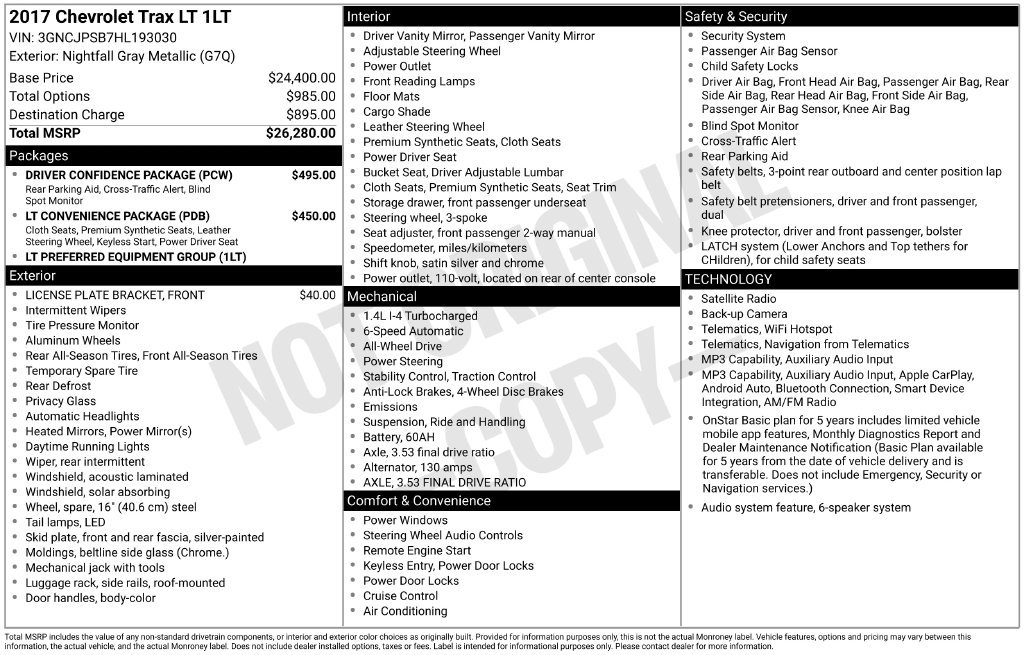 Used 2017 Chevrolet Trax LT w/ Driver Confidence Package AWD/4WD image 6