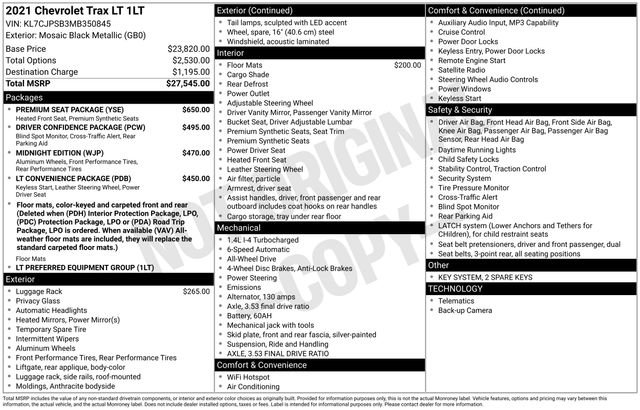 Used 2021 Chevrolet Trax LT w/ Premium Seat Package AWD/4WD image 2